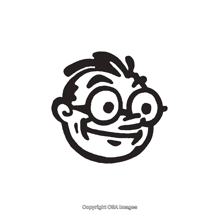 Funny Cartoon Illustration of Smiling Character With Glasses