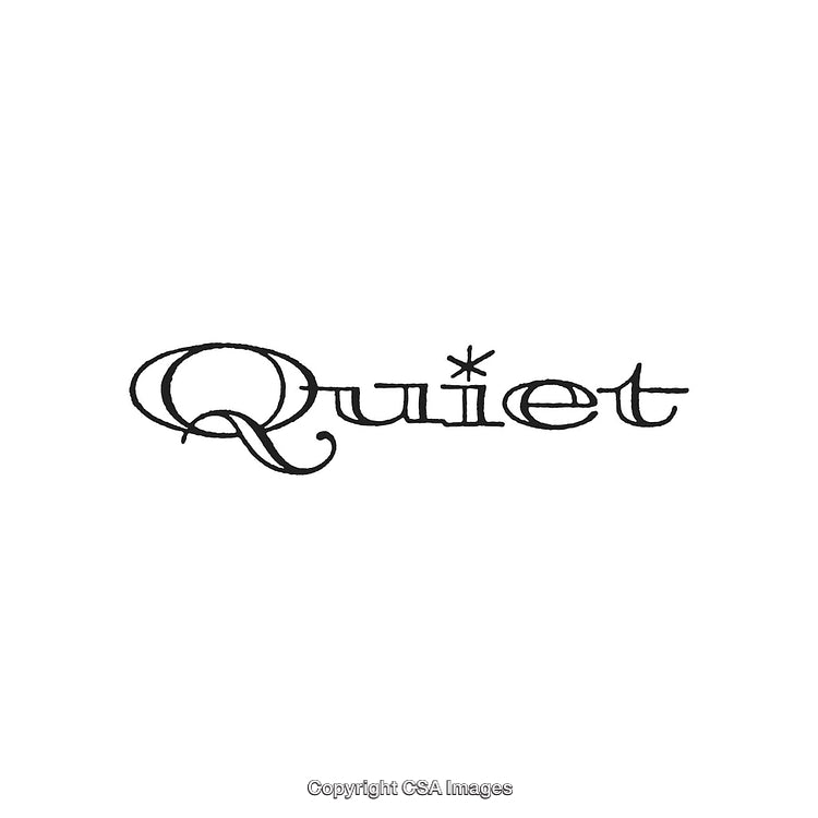 Elegant Black and White Design Featuring Decorative 'Quiet' Text Art