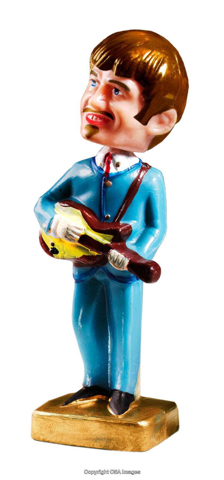 Colorful Figurine of a Musician Holding a Guitar in Bright Attire