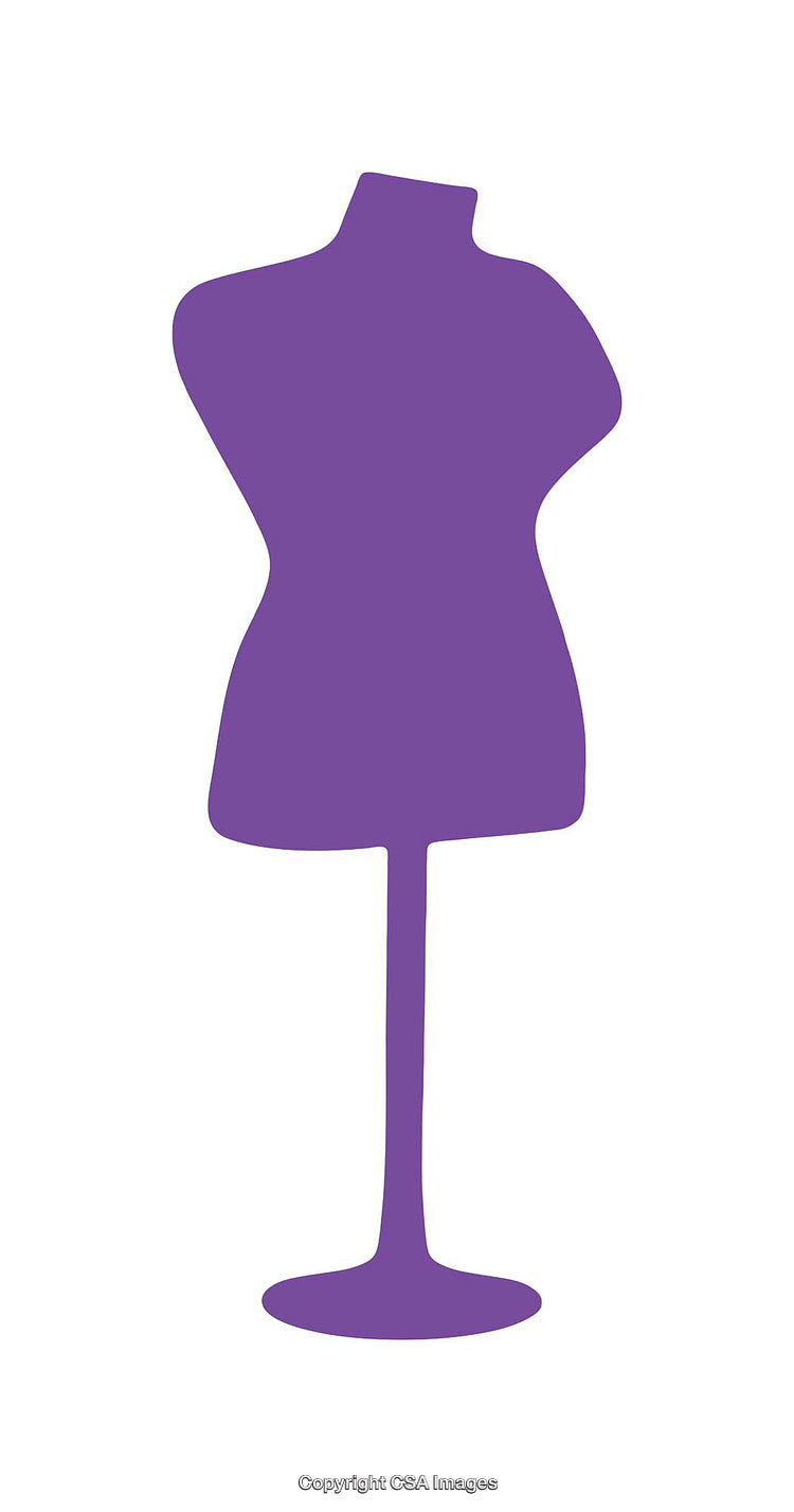 Purple Silhouette of Tailor's Mannequin on White Background