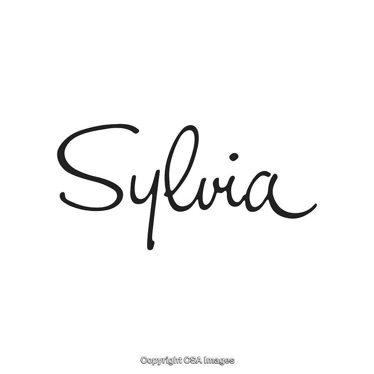 Elegant Handwritten Sylvia Name Design on White Background
