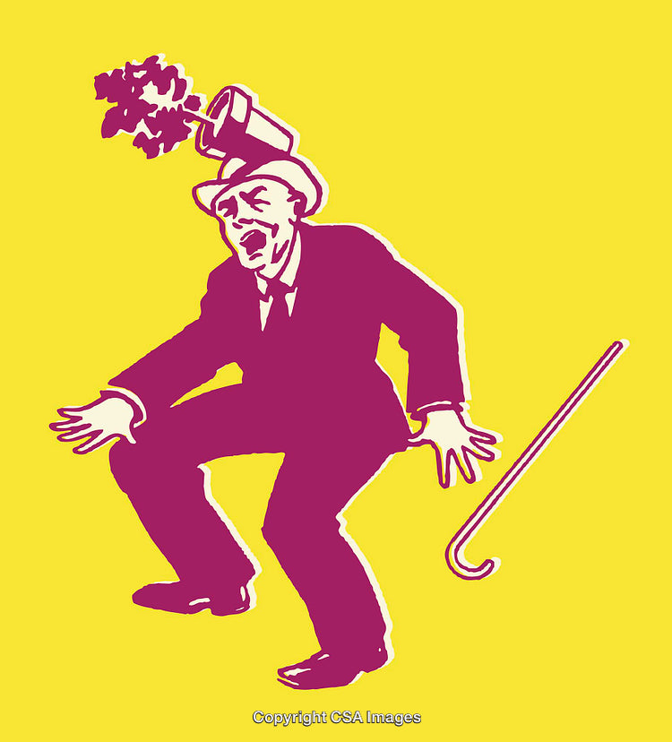Retro Style Illustration of a Comically Surprised Gentleman and Top Hat