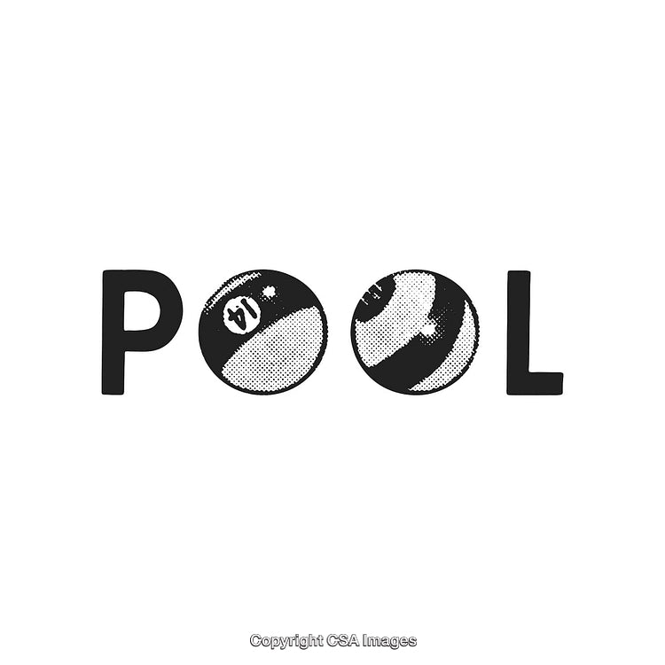 Creative Typography with Pool Ball Letters in Monochrome Illustration
