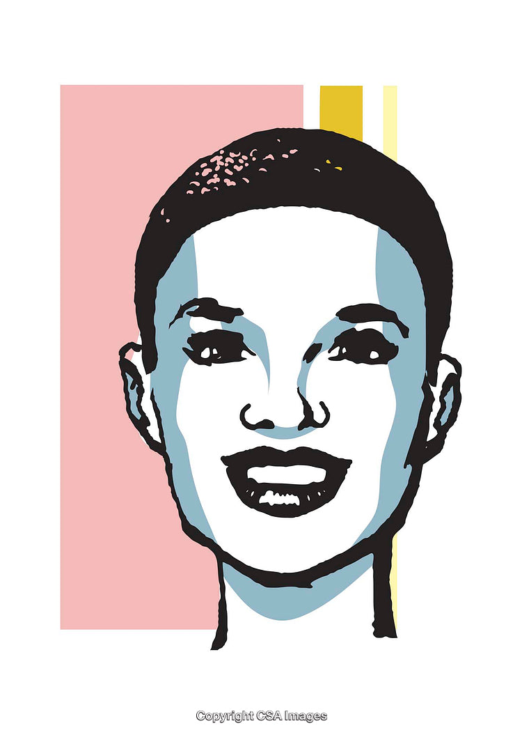 Colorful Pop Art Illustration of a Smiling Individual