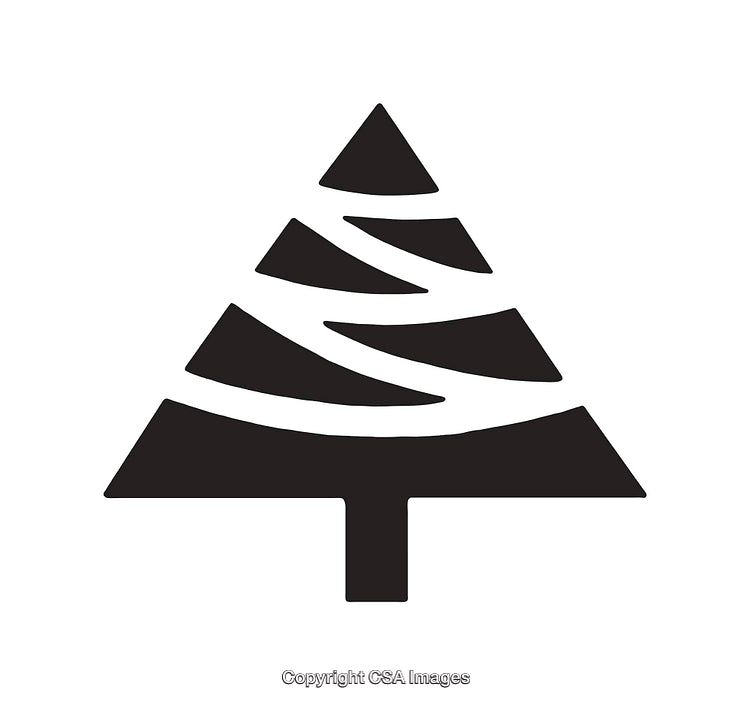 Simple Black and White Icon of a Stylized Christmas Tree