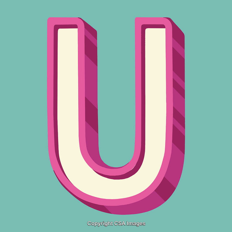 Playful 3D Letter U with Vibrant Colors and Cartoon Effect