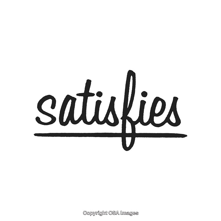 Handwritten Typography With the Word 'Satisfies' in Black on White Background
