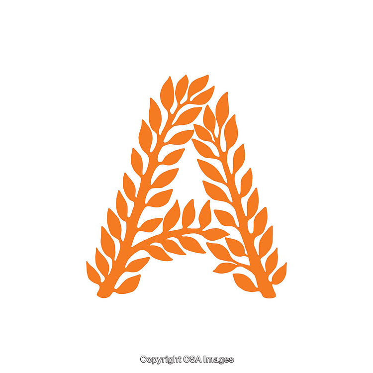Orange Letter A Created with Decorative Leaf Patterns