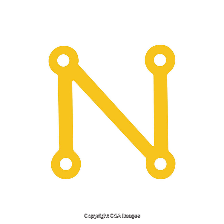 Yellow Stylized Letter N With Network Node Design Elements