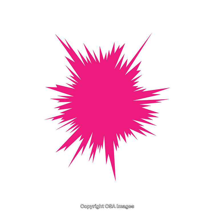 Bright Pink Starburst Shape With Sharp Edges on White Background