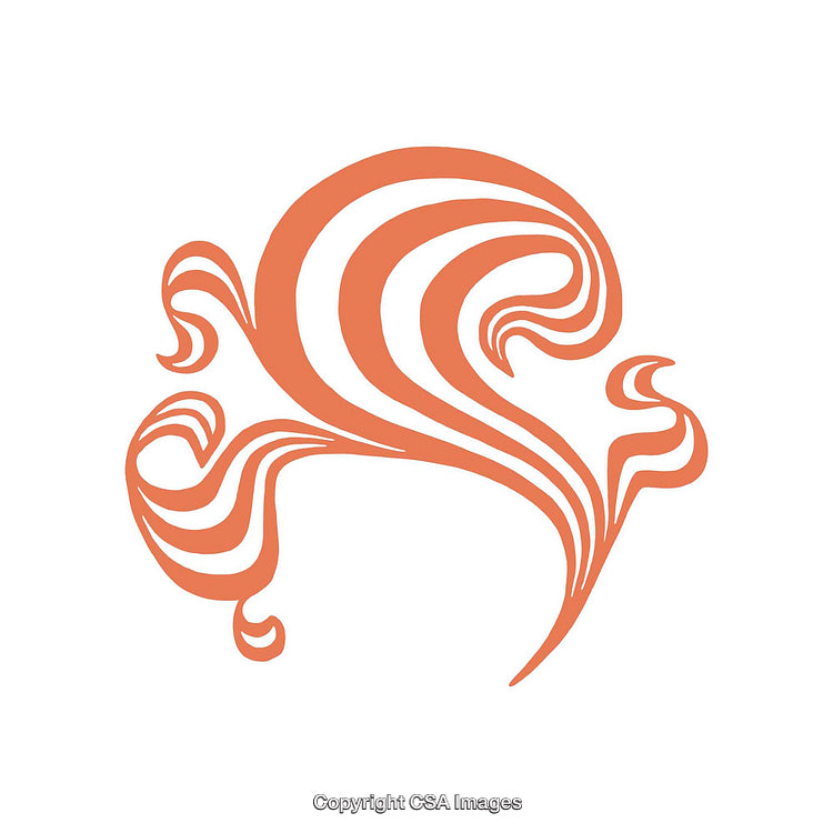 Abstract Orange Decorative Design with Flowing Lines and Curves on White Background