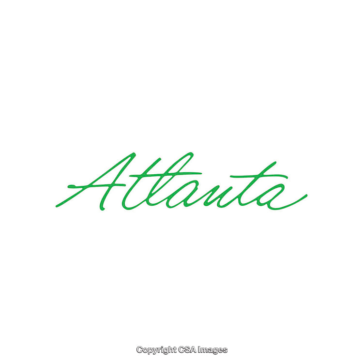 Stylish Green Handwritten Atlanta Text on a White Background