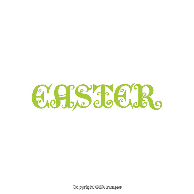 Bright Green Easter Text On a White Background With Ornamental Style