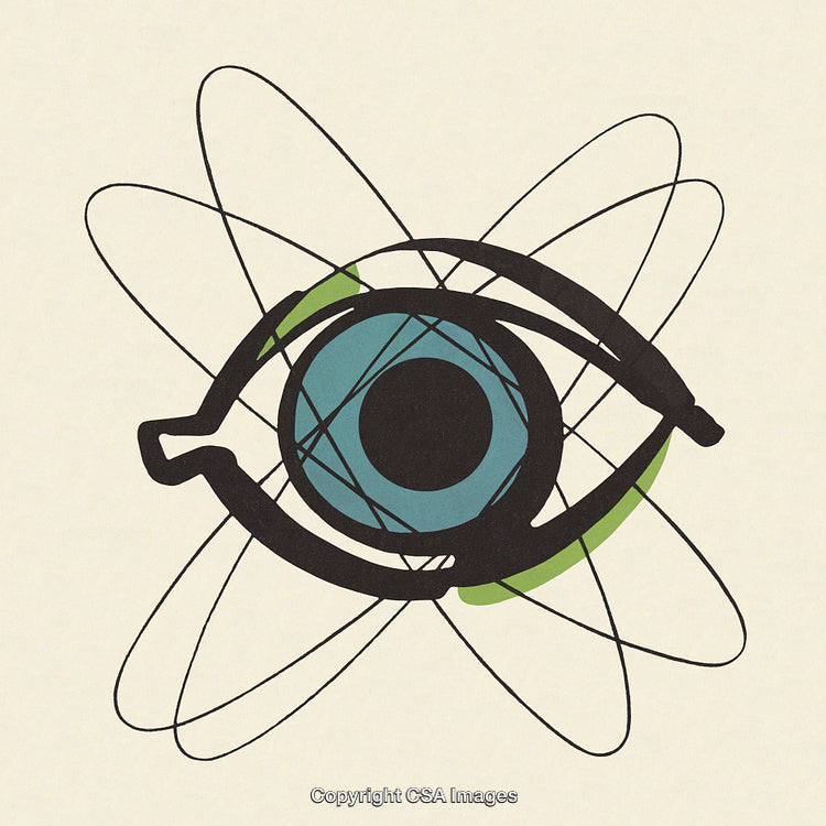 Abstract Artistic Graphic of Eye and Atomic Patterns with Modern Aesthetic