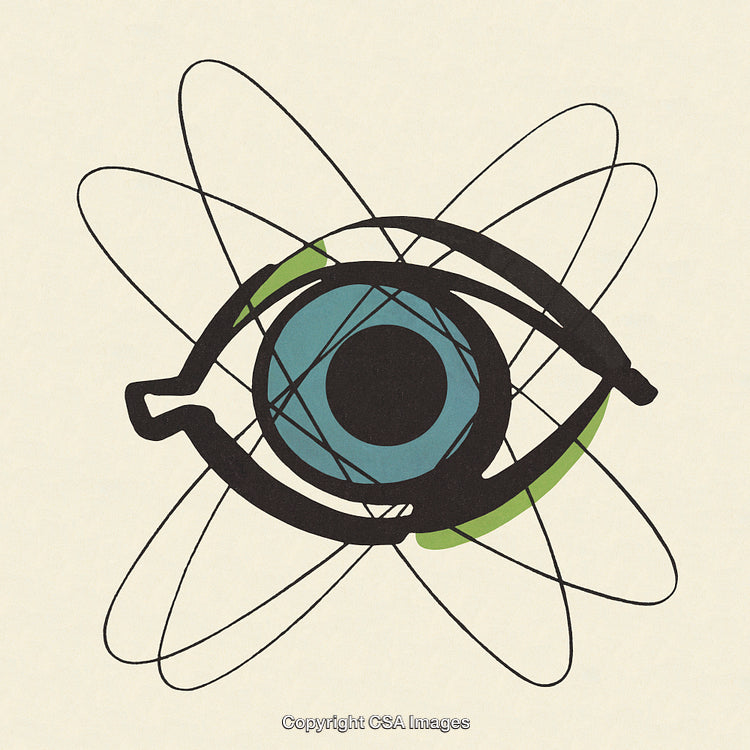 Abstract Artistic Graphic of Eye and Atomic Patterns with Modern Aesthetic