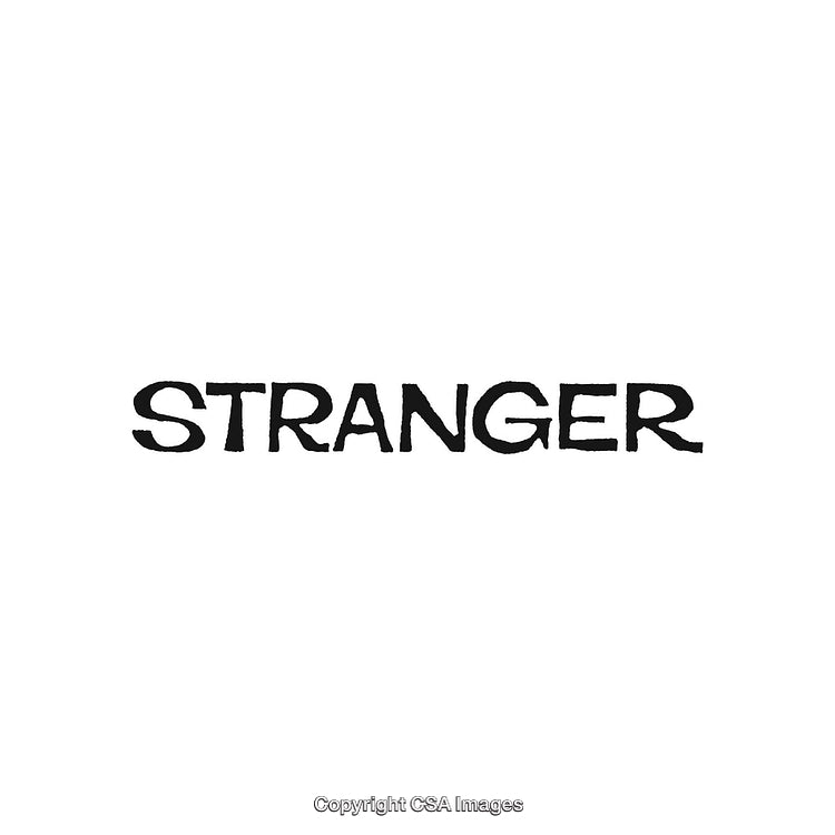 Bold Handwritten Word 'Stranger' on a Minimal White Background