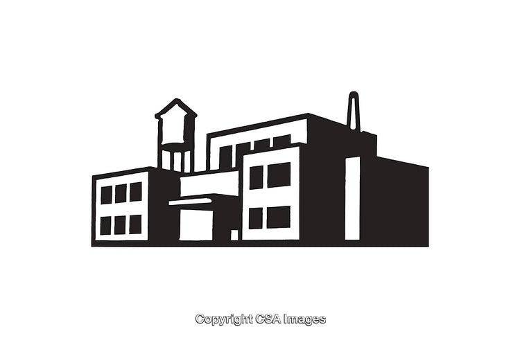 Black and White Illustration of an Industrial Style Building Structure