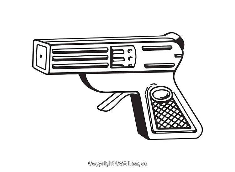 Black and White Line Art of a Handgun Illustration