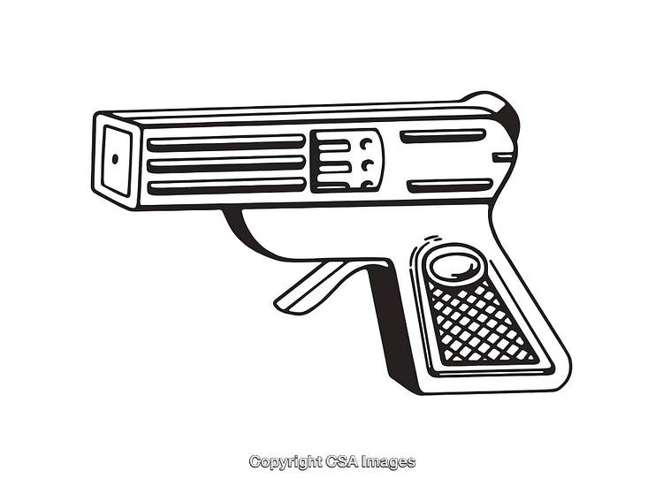 Black and White Line Art of a Handgun Illustration