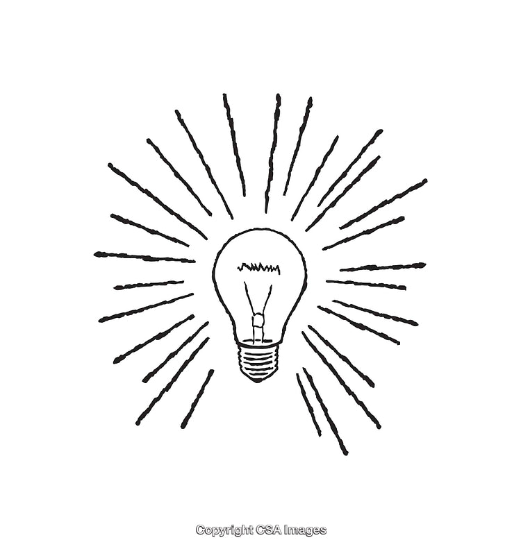 Hand-Drawn Light Bulb Illustrating Ideas and Creativity in Line Art