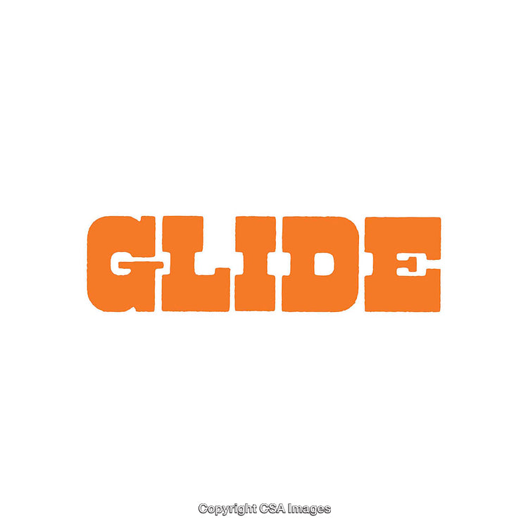 Orange Text Word 'Glide' Displayed on White Background in Bold Typeface