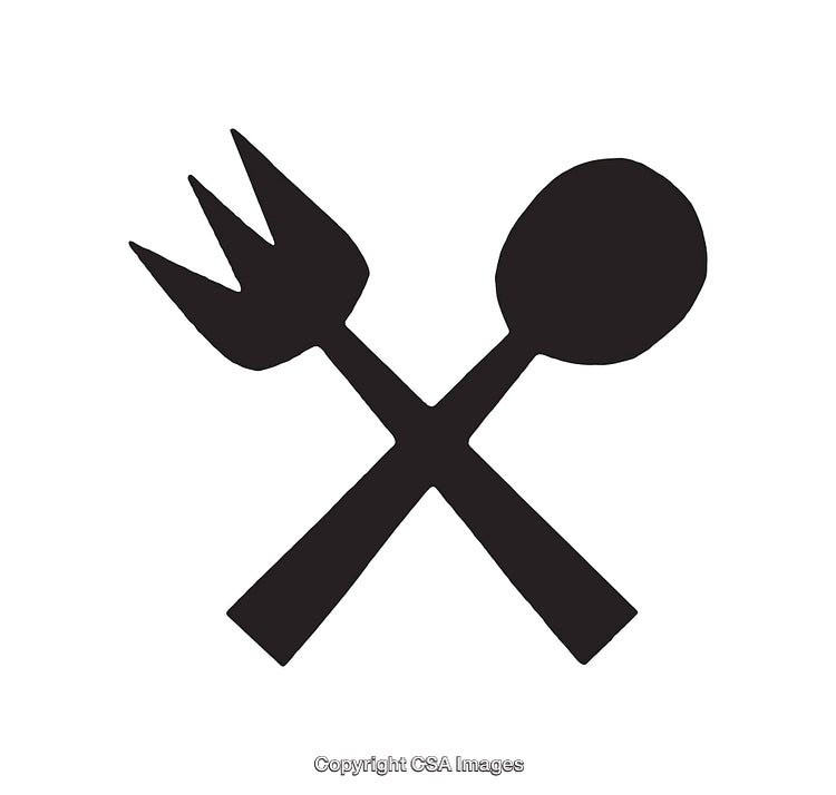 Silhouette of Fork and Spoon Crossed in Culinary Symbol