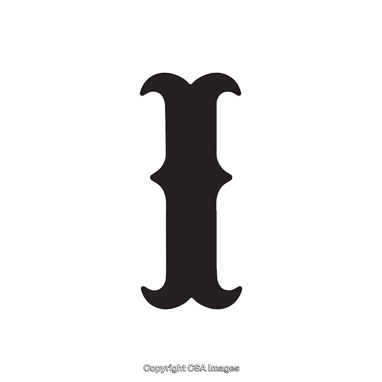 Decorative Illustration of a Stylish Serif Letter I in Black