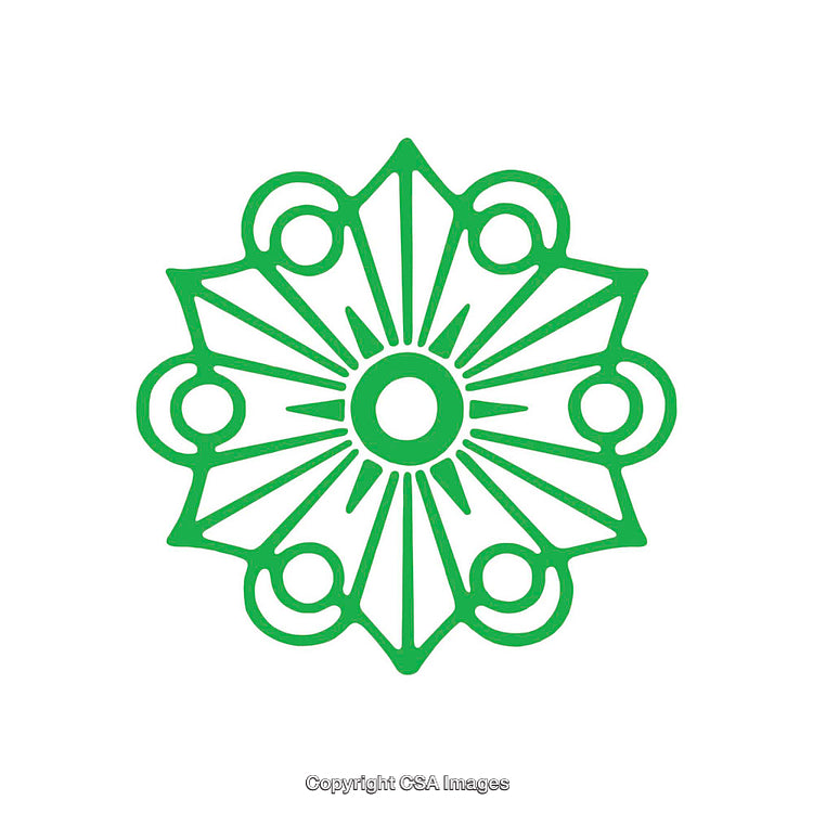 Green Symmetrical Decorative Shape With Geometric Elements