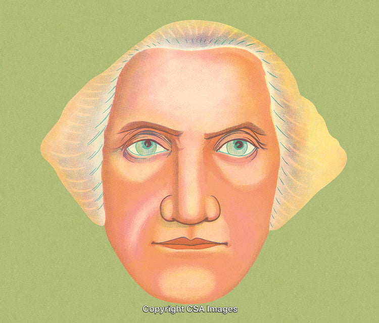 Colorful Abstract Portrait of a Historical Figure on Green Background