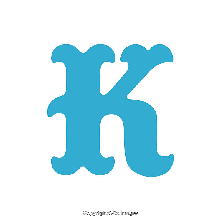 Bright Blue Stylized Letter K Against a White Background
