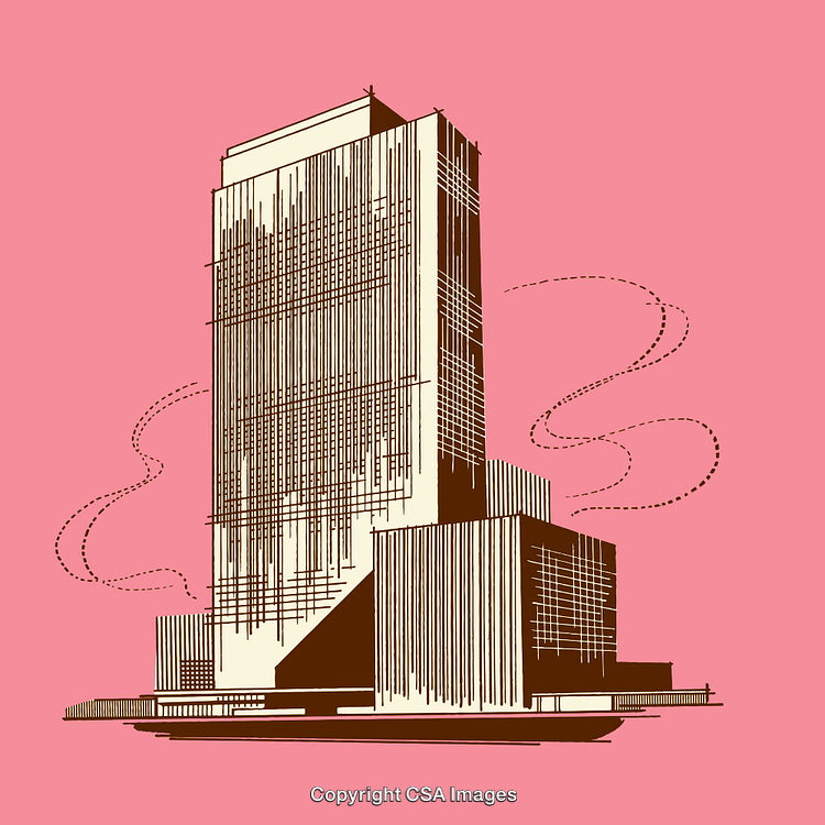 Stylized Modern Skyscraper in Minimalist Line Art Design