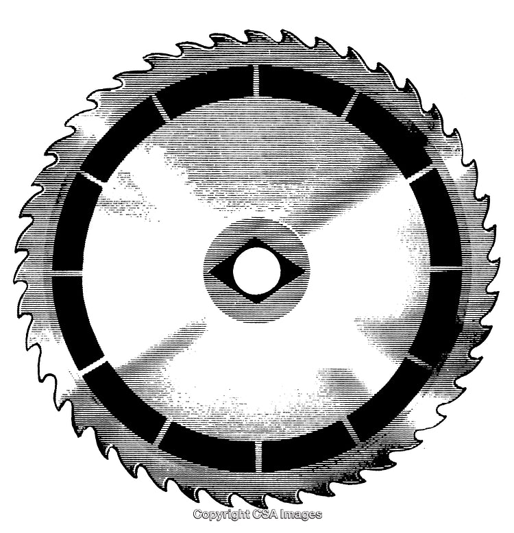 Highly Detailed Black and White Circular Saw Blade Engraving