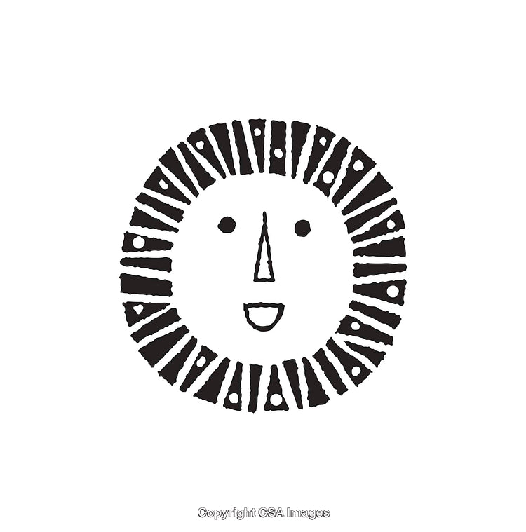 Abstract Black and White Illustration of Sun Emoji Face Design