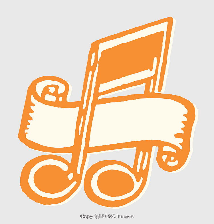 Orange Musical Notes with Banner Design on Light Background