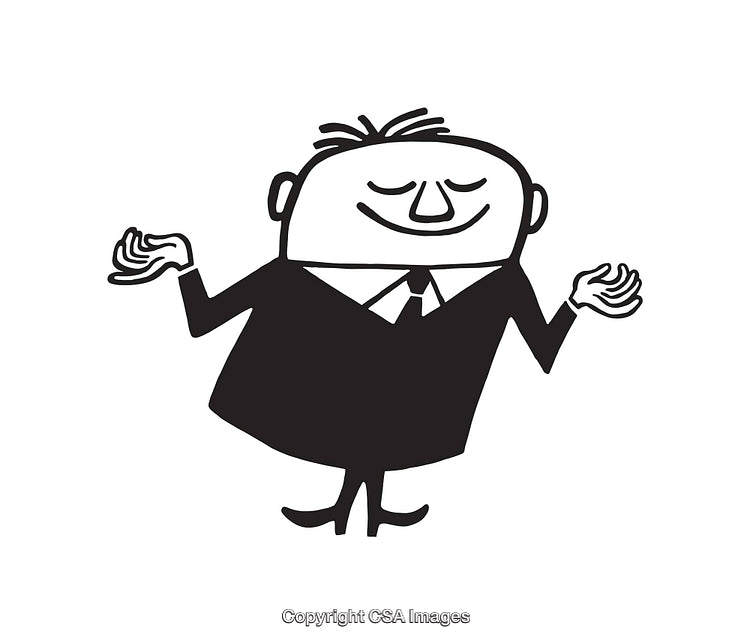Black And White Illustration of a Confident Businessman in a Suit