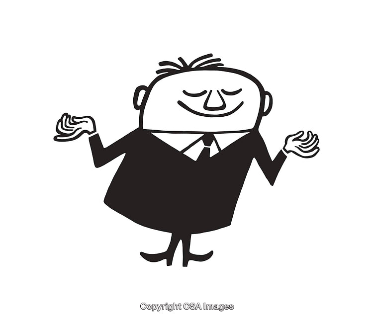 Black And White Illustration of a Confident Businessman in a Suit