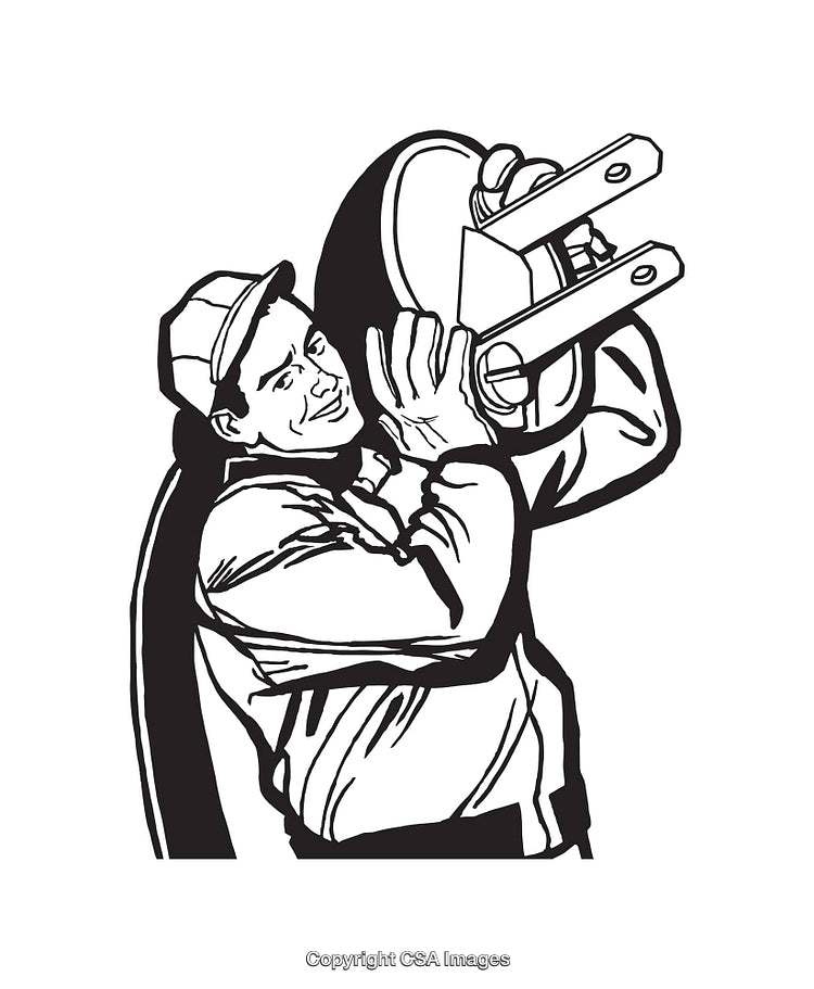 Black and White Illustration of Person Carrying a Heavy Object