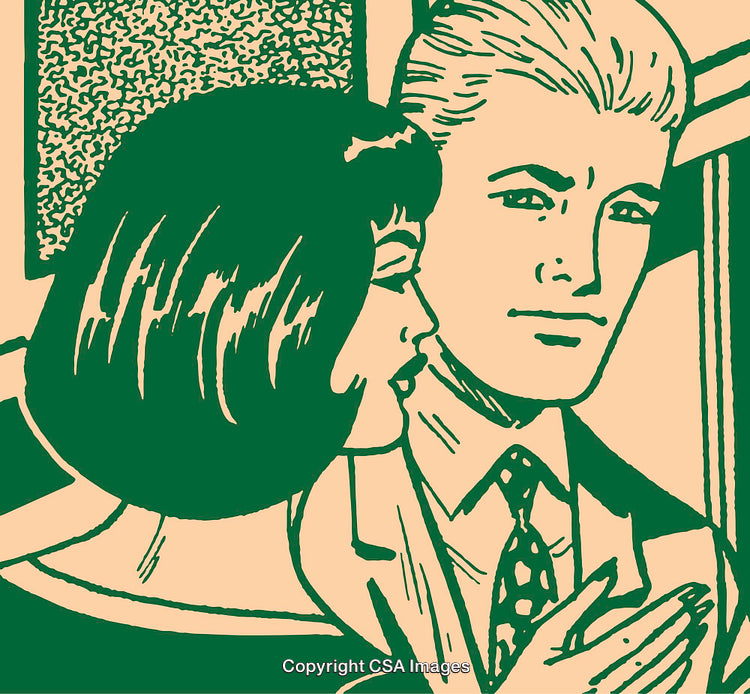 Stylized Pop Art Illustration Depicting a Couple Sharing an Intimate Moment