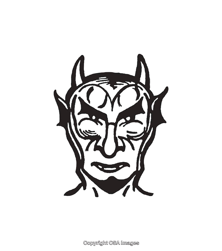 Black and White Line Art Drawing of an Abstract Face Illustration
