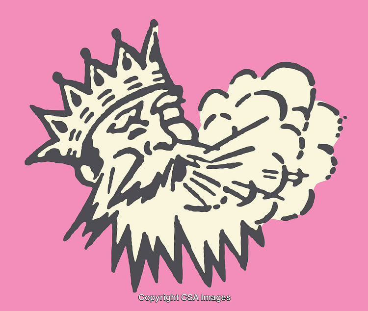 Kingly Figure Blowing Wind Illustrated on Vibrant Pink Background