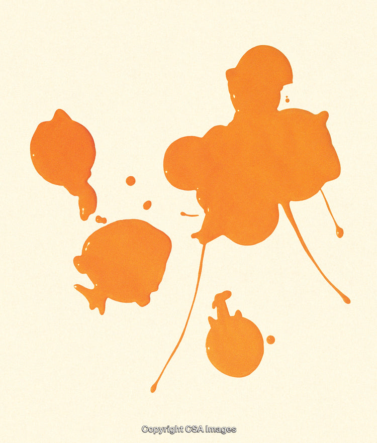 Abstract Splashes of Bright Orange Paint on a Light Background