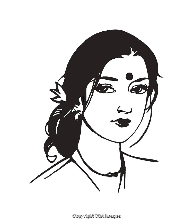 Elegant Black and White Line Art of a Woman's Face