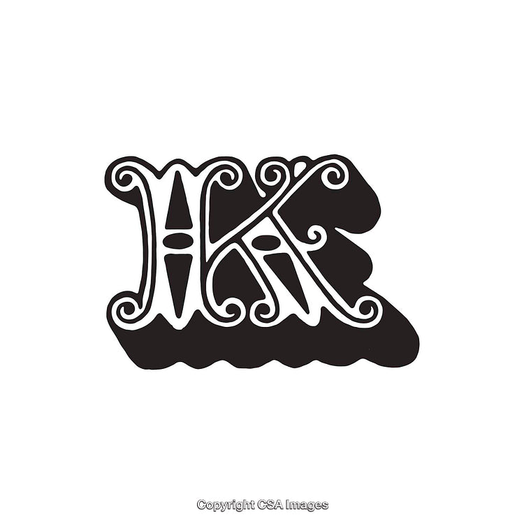 Decorative Letter K in Elegant Vintage Calligraphy Style with Shadows