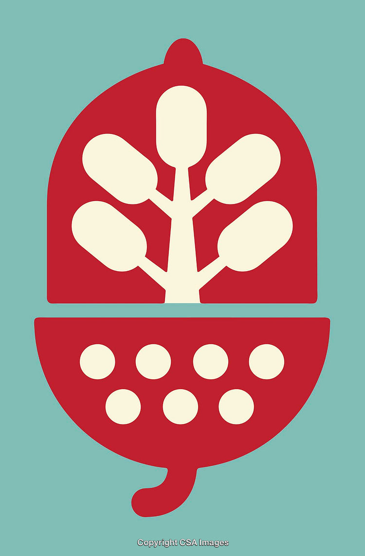 Modern Minimalistic Red Acorn Design with Tree Representation
