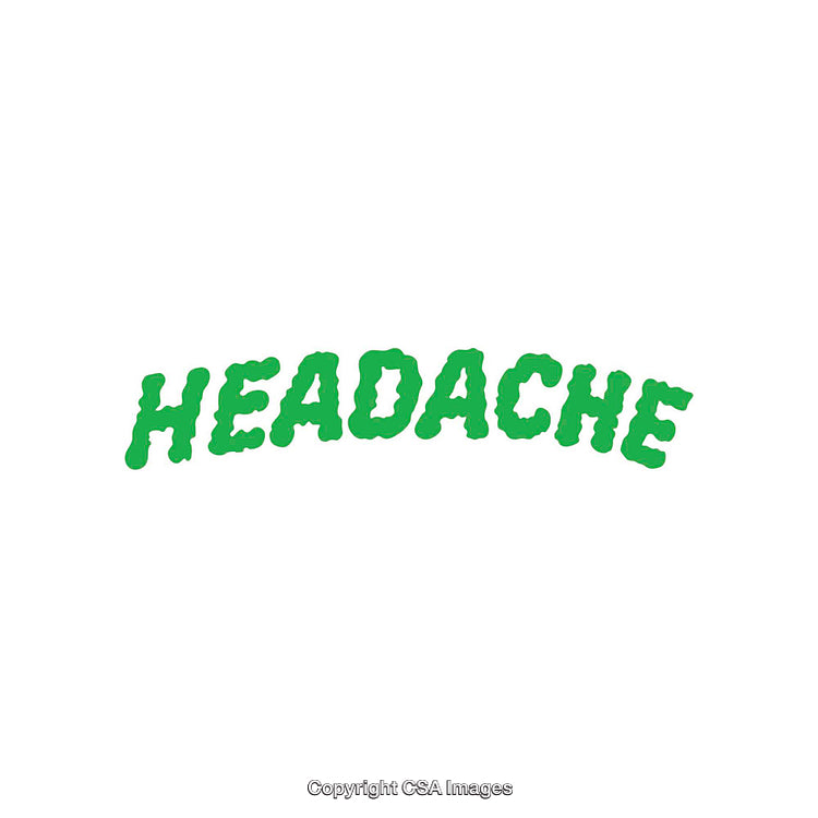 Green Bold Text Illustration Depicting the Word Headache on White Background