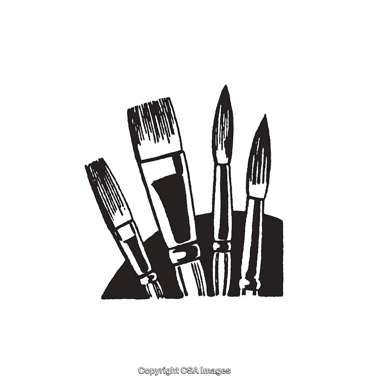 Set of Black and White Illustrated Artistic Paintbrushes