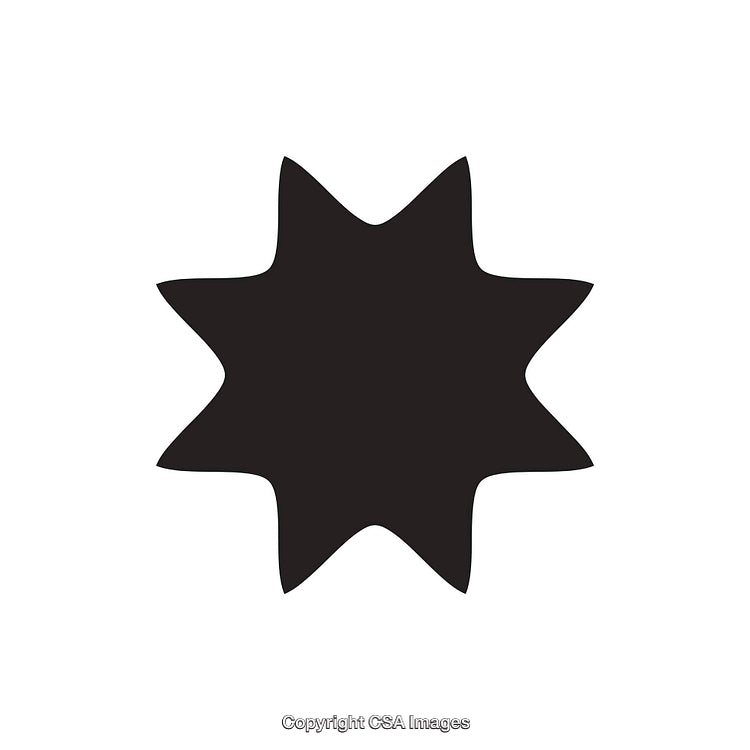 Abstract Black Symbol with Eight-Pointed Shape Design on White Background
