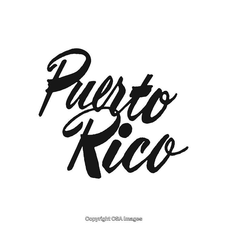 Elegant Black Calligraphy of 'Puerto Rico' on a White Background