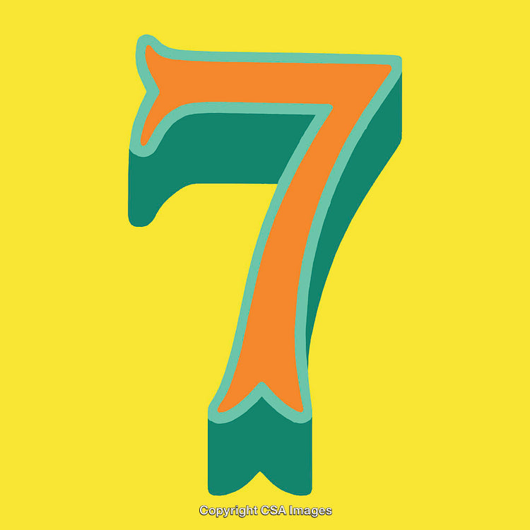 Colorful Illustration of the Number Seven With Bold Accents