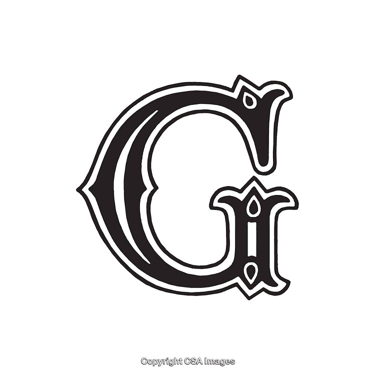 Ornate Gothic Style G Letter Design on a White Background